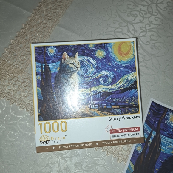Starry Whiskers 1000-Piece Puzzle - Blue and White - Picture 4 of 8